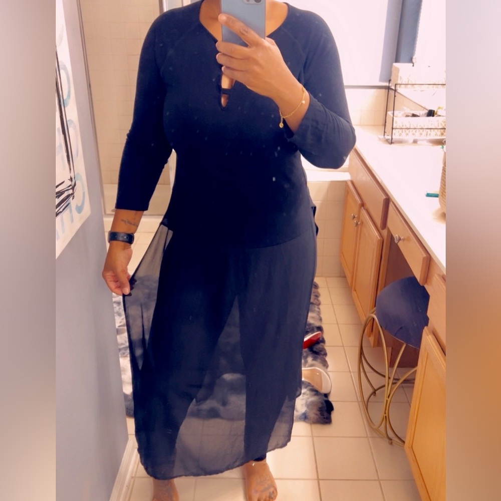 Black long Sheer Top